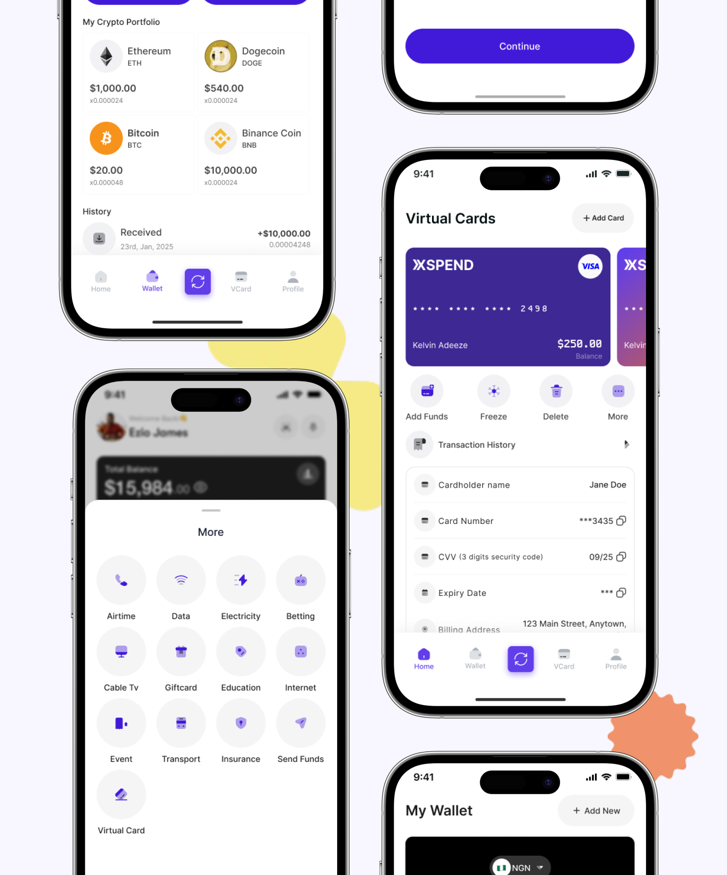 XSPEND App - Full Phone Mockup Cluster